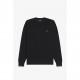 fred,perry,men,s,waffle,cotton,crew,neck,jumper,black,198
