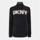 пуловер,дамски,плетени,дрехи,dkny,women's,tinsel,logo,knitted,crew,neck,jumper,black,white