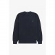 пуловер,мъжки,пуловери,fred,perry,men,s,pique,crew,neck,jumper,navy,608