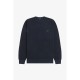 пуловер,мъжки,пуловери,fred,perry,men's,pique,crew,neck,jumper,navy,608