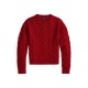 пуловер,дамски,плетени,дрехи,polo,ralph,lauren,women's,cable,crew,neck,jumper,fireside,red