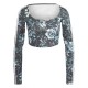 къса,блуза,дамски,топове,adidas,originals,women's,floral,long,sleeve,cropped,crop,top,black