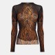 дамска,къса,блуза,дамски,топове,jean,paul,gaultier,women,s,mesh,printed,long,sleeve,crop,top,black,brwn