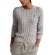 пуловер,дамски,плетени,дрехи,polo,ralph,lauren,cable,knit,cotton,crewneck,jumper,cream,nickle