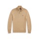 polo,ralph,lauren,mesh,knit,cotton,quarter,zip,jumper,caramel,melange