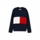 пуловер,tommy,hilfiger,kids,flag,knit,long,sleeve,cotton,blend,cable,jumper,blue,flag,0ms
