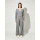 miso,women,s,v,neck,knit,long,sleeve,oversized,fit,top,and,trouser,set,grey