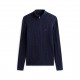 tommy,hilfiger,men,s,cotton,1,4,zip,mock,neck,cable,knit,jumper,navy