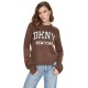 блуза,dkny,long,bell,sleeve,raglan,logo,sweater,espresso