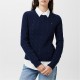 блуза,дамски,плетени,дрехи,tommy,hilfiger,cable,knit,crew,neck,sweater,dark,night,navy