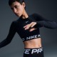 дамска,тениска,дамски,топове,nike,women,s,pro,cropped,long,sleeve,dri,fit,slim,fit,performance,t,shirt,black,white