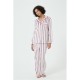 пижама,дамски,пижами,дамски,облекла,размер,linea,stripe,velour,button,through,pyjama,set,pink,white