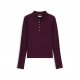 дамска,блуза,с,яка,дамски,топове,tommy,hilfiger,women,s,rib,long,sleeve,polo,shirt,deep,burgundy