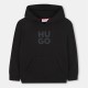 суичър,hugo,kids',logo,cotton,pull,over,hoodie,black,09b