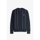 блуза,мъжки,ежедневни,облекла,мъжки,горнища,с,качулка,fred,perry,men's,pinstripe,crew,sweatshirt,navy,608