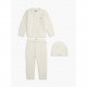 пуловер,tommy,hilfiger,kids,cable,knit,jumper,trousers,and,beanie,clothing,set,ivory,petal,z00