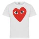 юношеска,тениска,детски,3/4,панталони,comme,des,garcons,play,large,red,peeping,heart,tee,junior,white,1