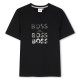 тениска,boss,kids,multi,logo,cotton,crew,neck,short,sleeve,t,shirt,black