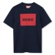 детска,тениска,детски,3/4,панталони,детски,облекла,hugo,unisex,kids,big,logo,cotton,short,sleeve,t,shirt,navy,blue