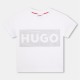 юношеска,тениска,детски,3/4,панталони,hugo,big,logo,t,shirt,juniors,white,10p
