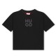 юношеска,тениска,детски,облекла,hugo,logo,t,shirt,juniors,black,09b