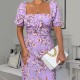 рокля,дамски,поли,и,рокли,i,saw,it,first,floral,print,short,puff,sleeve,midi,dress,purple