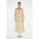 дамски,поли,и,рокли,glamorous,beige,cream,check,gathered,tie,neck,midi,dress,beige