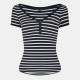 тениска,дамски,топове,tommy,jeans,women's,waffle,v,neck,slim,fit,t,shirt,navy,stripe