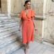 рокля,дамски,поли,и,рокли,ax,paris,pleated,midi,dress,with,tie,waist,peach