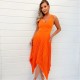 пола,дамски,поли,и,рокли,ax,paris,v,neck,pleated,skirt,belted,waist,midi,dress,blood,orange