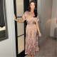рокля,дамски,поли,и,рокли,ax,paris,mocha,print,twist,front,midi,dress,mocha