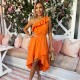 рокля,дамски,поли,и,рокли,ax,paris,one,shoulder,frill,detail,dipped,hem,dress,blood,orange