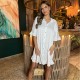 рокля,дамски,поли,и,рокли,ax,paris,frill,detail,gold,button,front,shirt,dress,cream