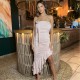 рокля,дамски,поли,и,рокли,ax,paris,nude,bandeau,ruched,asymmetrical,frill,midi,dress,with,flower,detail,nude