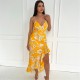 рокля,дамски,поли,и,рокли,ax,paris,yellow,floral,printed,strappy,high,low,frill,hem,midi,dress,yellow