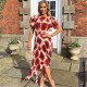 рокля,дамски,поли,и,рокли,ax,paris,rust,printed,puff,sleeve,zag,hem,pleated,midi,dress,multi
