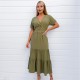 рокля,дамски,поли,и,рокли,ax,paris,khaki,twist,front,maxi,smock,dress,khaki