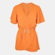 фланелка,с,къс,ръкав,дамски,топове,ax,paris,short,sleeve,wrap,belted,top,orange