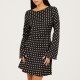 дамска,рокля,дамски,поли,и,рокли,brave,soul,bs,womens,long,bell,sleeve,polka,dot,mini,dress,black,cream