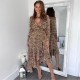 рокля,дамски,поли,и,рокли,ax,paris,and,cream,printed,v,neck,long,sleeve,midi,dress,brown