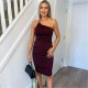 рокля,дамски,поли,и,рокли,ax,paris,strap,ruched,bodycon,dress,plum