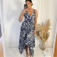 рокля,дамски,поли,и,рокли,ax,paris,v,neck,zag,hem,pleated,midi,dress,navy,cream