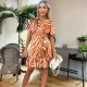 рокля,дамски,поли,и,рокли,ax,paris,printed,short,sleeve,v,neck,mini,dress,rust