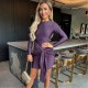 рокля,дамски,поли,и,рокли,ax,paris,long,sleeve,sash,bodycon,mini,dress,plum