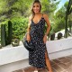 рокля,дамски,поли,и,рокли,ax,paris,spot,printed,strappy,wrap,top,tie,waist,midi,dress,black,white