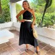 рокля,дамски,поли,и,рокли,ax,paris,halterneck,straw,belt,tiered,midi,dress,black