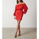 рокля,дамски,поли,и,рокли,pretty,lavish,women's,p,fern,off,shoulder,bardot,mini,dress,red
