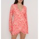 рокля,дамски,поли,и,рокли,pretty,lavish,women's,jesca,wrap,mini,dress,orange,&,pink