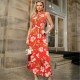 рокля,дамски,поли,и,рокли,ax,paris,floral,cut,out,waist,midi,dress,orange