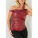 дамски,топове,missy,empire,leather,twisted,one,shoulder,top,red